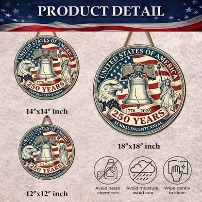 USA 250 Years Semiquincentennial Vintage Wall Sign (1776–2026)