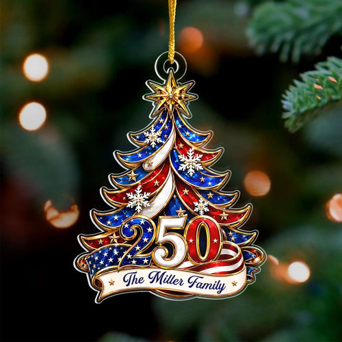 USA 250th Patriotic Christmas Tree Personalized Ornament
