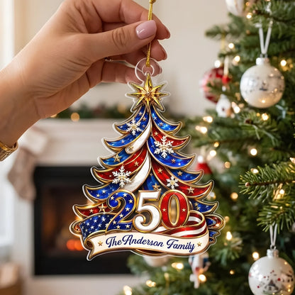 USA 250th Patriotic Christmas Tree Personalized Ornament