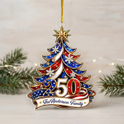 USA 250th Patriotic Christmas Tree Personalized Ornament