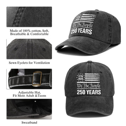 American 250th Anniversary Baseball Cap - Vintage We The People USA Flag Hat 2026
