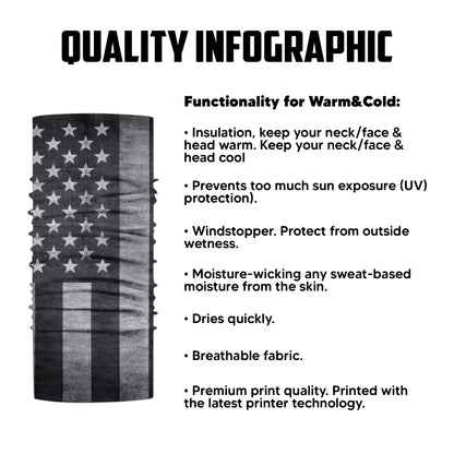 Black White USA Flag Bandana Mask