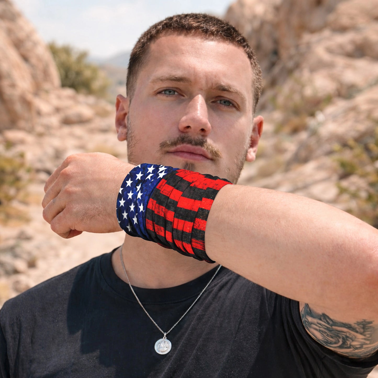 Blue Red USA Flag Bandana Mask Bandana Mask