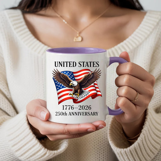 United States 1776–2026 250th Anniversary Bald Eagle Flag Patriotic Accent Coffee Mug