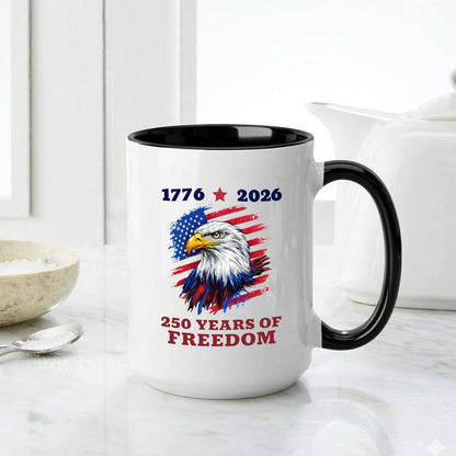 United States 1776–2026 250th Anniversary Bald Eagle Flag Patriotic Accent Coffee Mug
