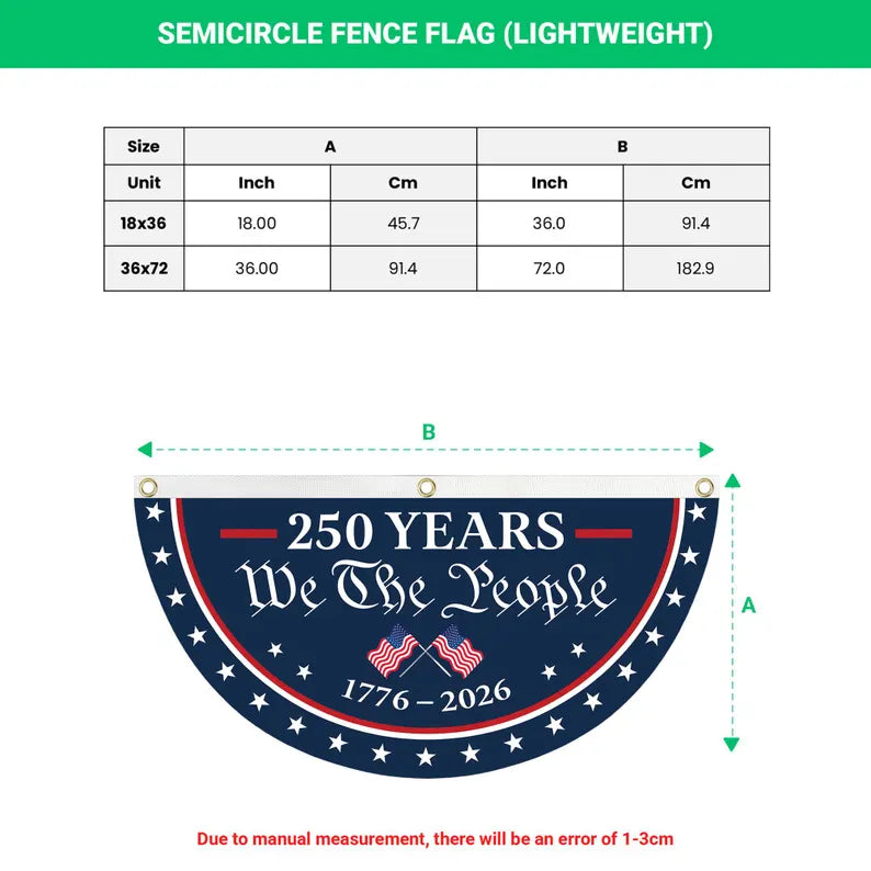 USA Semiquincentennial Banner,1776-2026 Patriotic Fence Decor