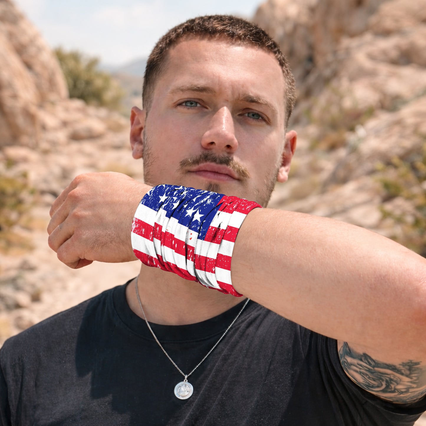 Distressed USA Flag Bandana Mask