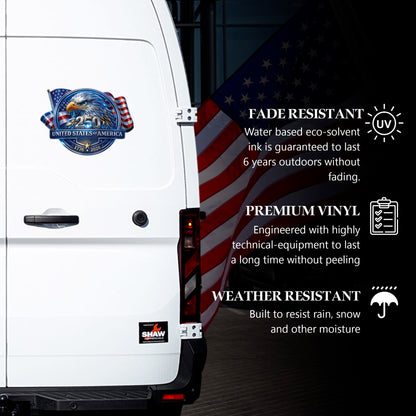 [NEW] Waterproof USA 250th Anniversary Eagle Emblem Decal – United States 1776–2026