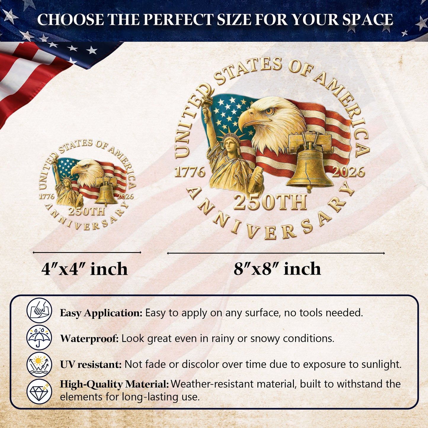Vintage Eagle Crest United States 250th Anniversary Decal