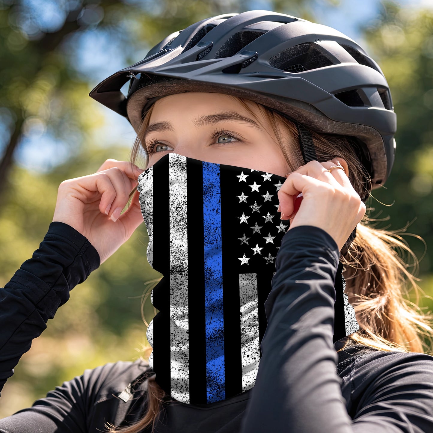 Thin Blue Line Flag Bandana Mask