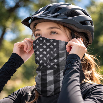 Black White USA Flag Bandana Mask