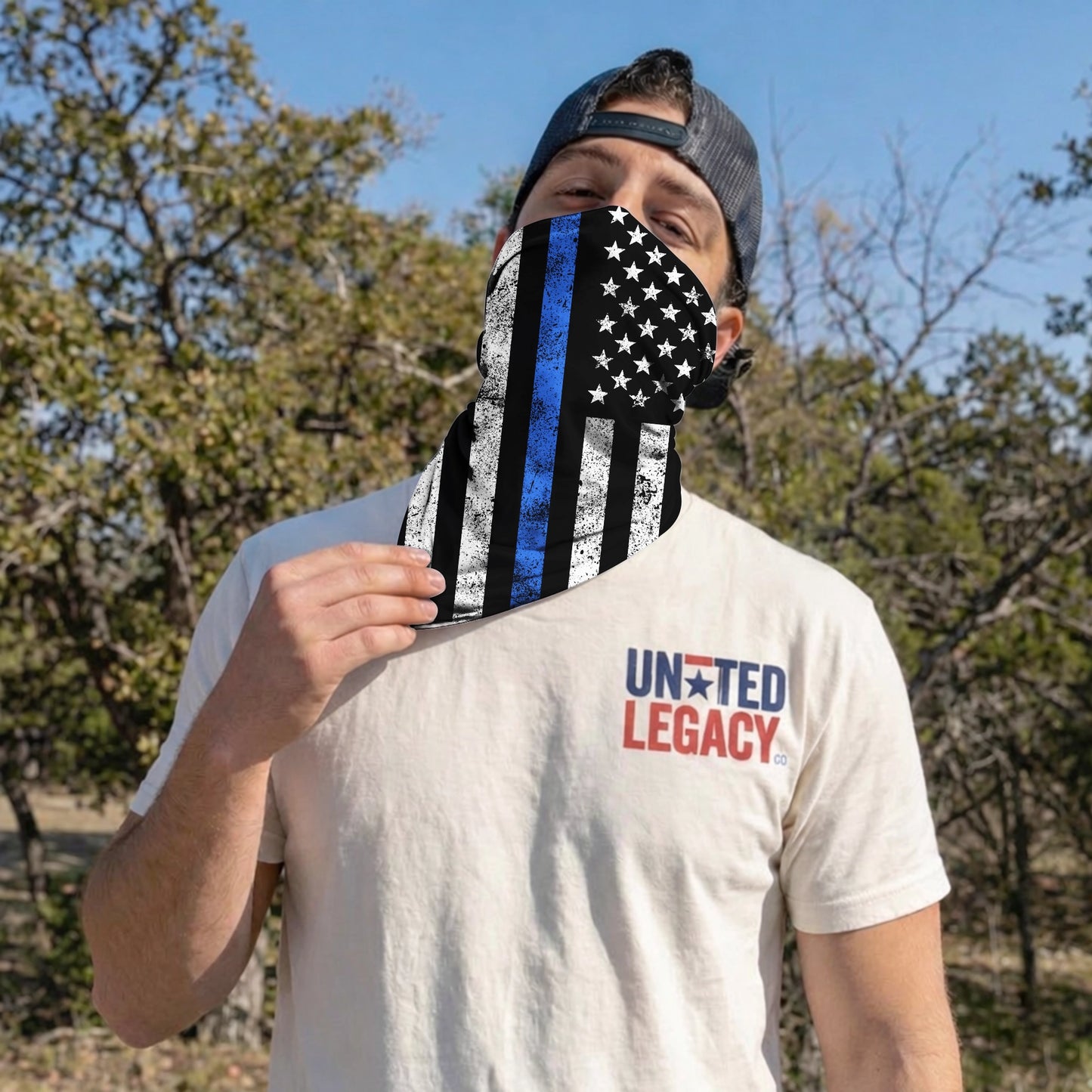 Thin Blue Line Flag Bandana Mask