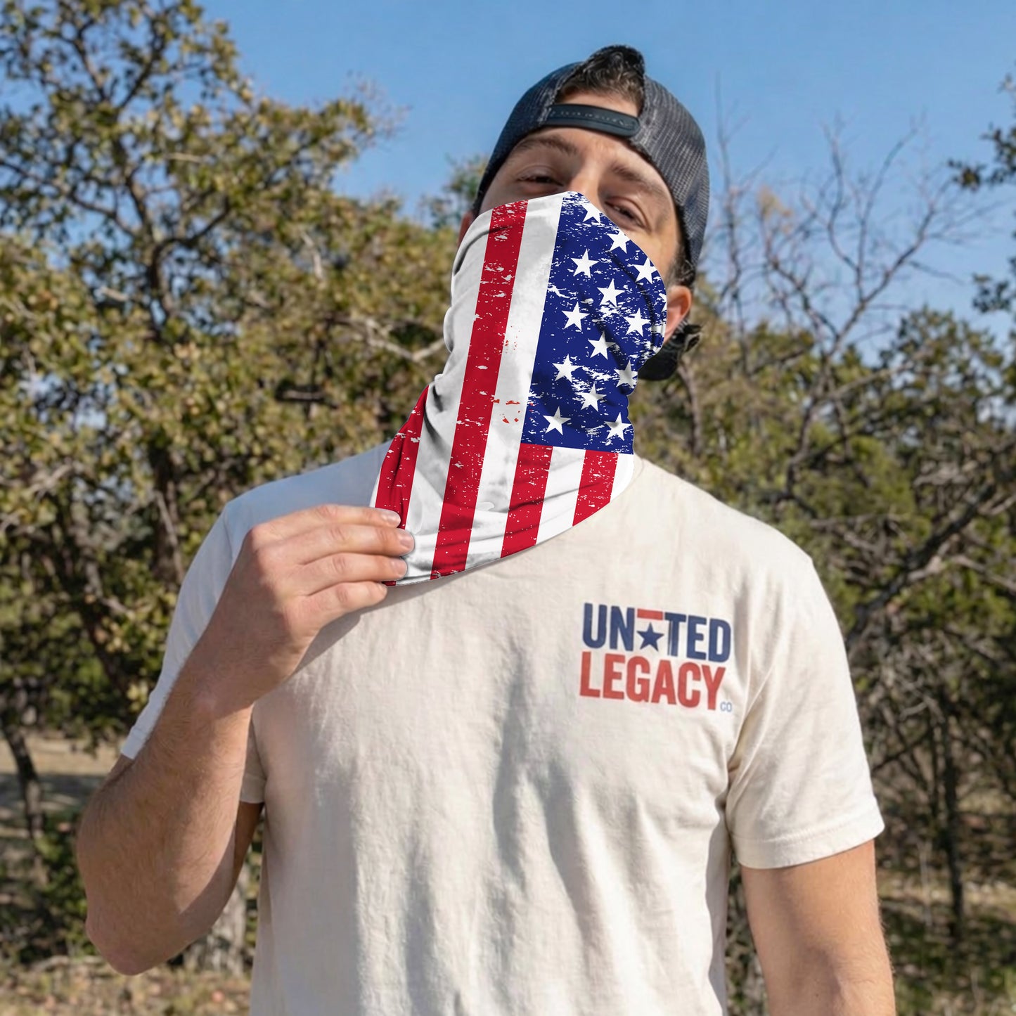 Distressed USA Flag Bandana Mask