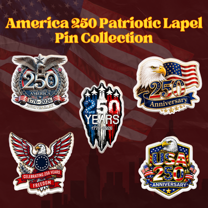 🔥 LIMITED TIME OFFER - America 250 Patriotic Lapel Pin Collection – Bold Patriotic Lapel Accessory for Jackets, Hats & Bags