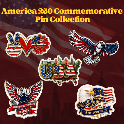🔥 LIMITED TIME OFFER - America 250 Commemorative Pin Collection – Bold Patriotic Lapel Accessory for Jackets, Hats & Bags