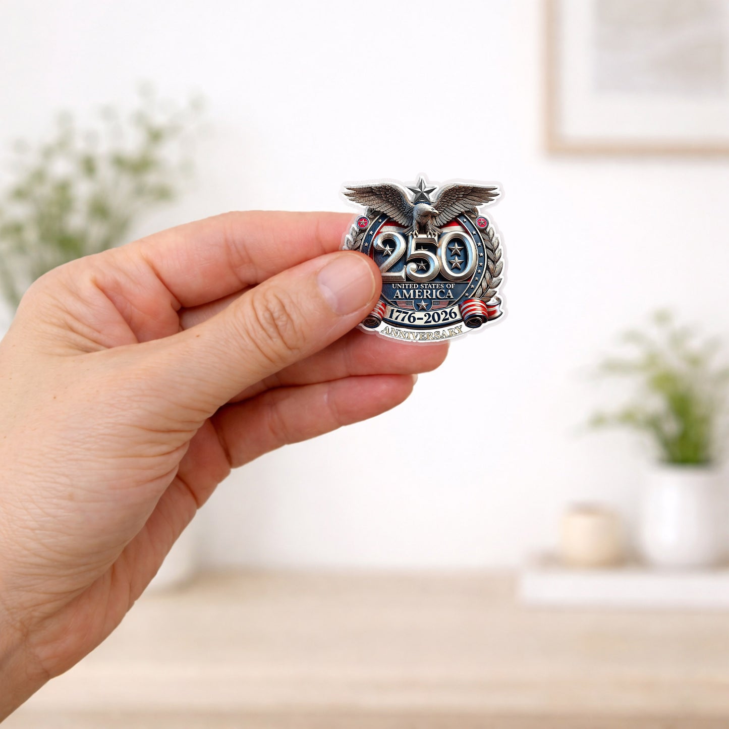 USA 250th Anniversary Eagle Enamel Pin – Bold Patriotic Lapel Accessory for Jackets, Hats & Bags