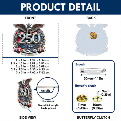 USA 250th Anniversary Eagle Enamel Pin – Bold Patriotic Lapel Accessory for Jackets, Hats & Bags