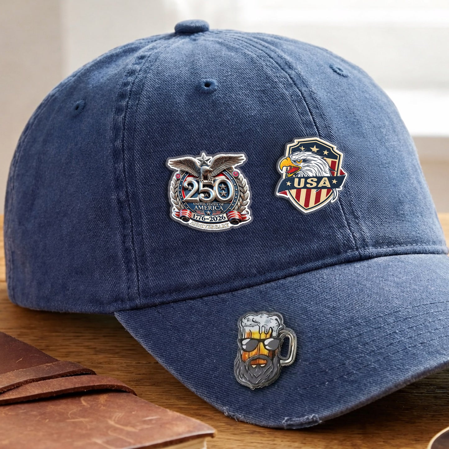 USA 250th Anniversary Eagle Enamel Pin – Bold Patriotic Lapel Accessory for Jackets, Hats & Bags