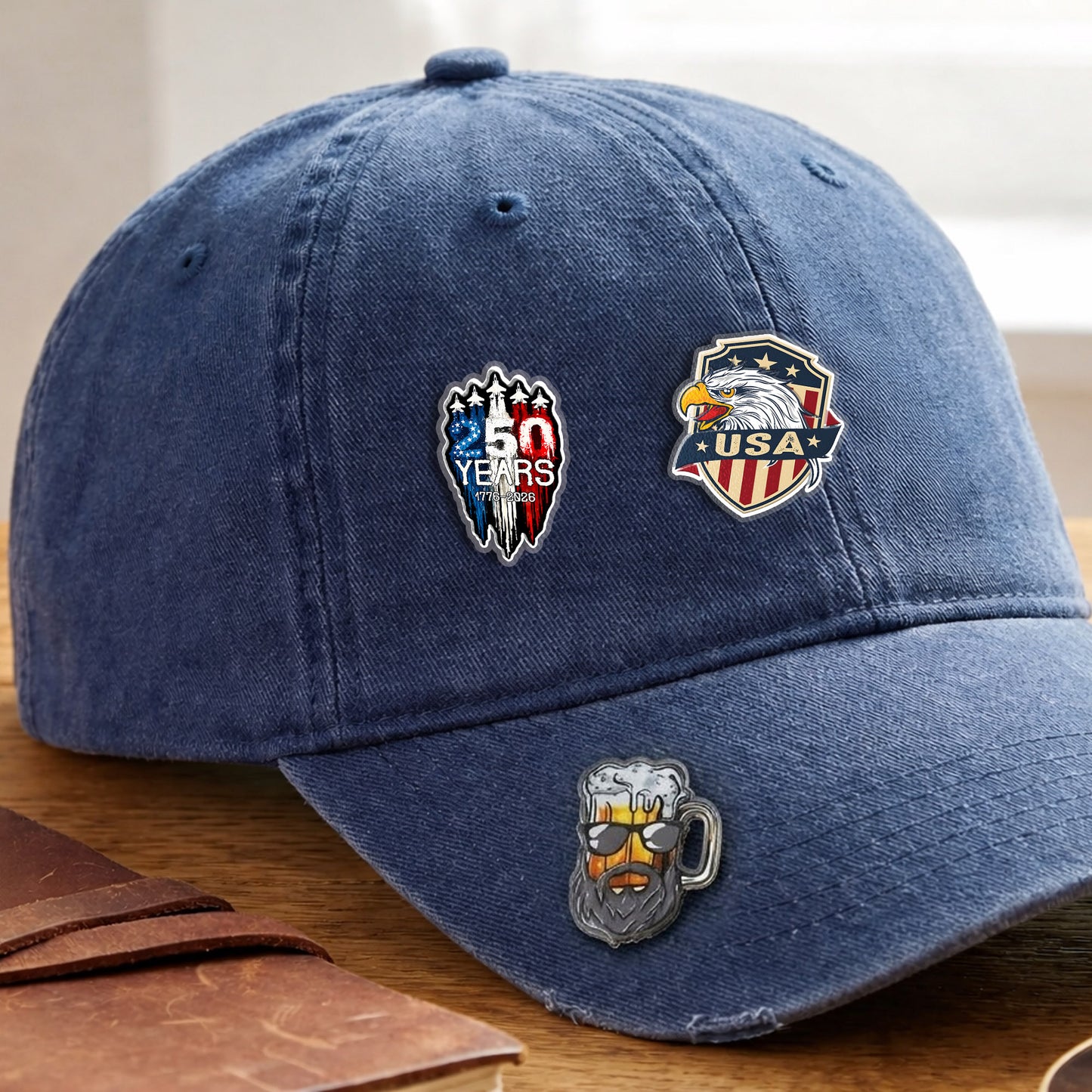 USA 250th Anniversary Freedom Shield Pin – Bold Patriotic Lapel Accessory for Jackets, Hats & Bags