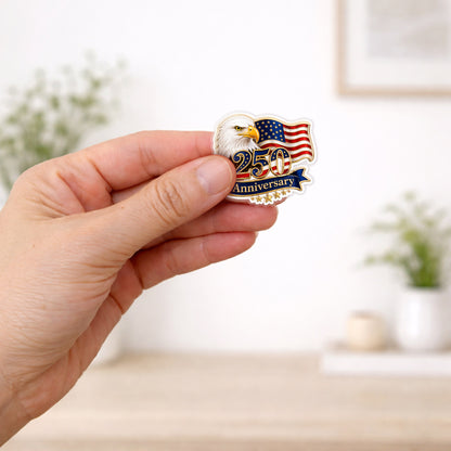 USA 250th Anniversary Eagle Flag – Bold Patriotic Lapel Accessory for Jackets, Hats & Bags