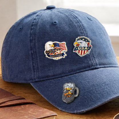 USA 250th Anniversary Eagle Flag – Bold Patriotic Lapel Accessory for Jackets, Hats & Bags