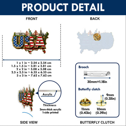 USA Flag Landmark – Bold Patriotic Lapel Accessory for Jackets, Hats & Bags