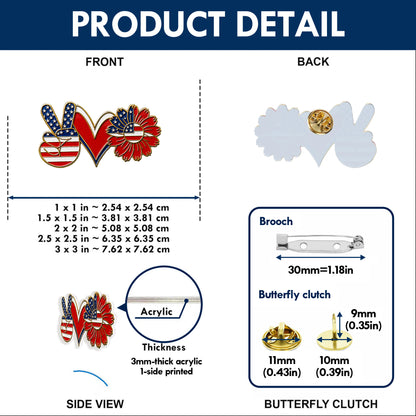 USA Peace Love Freedom – Bold Patriotic Lapel Accessory for Jackets, Hats & Bags