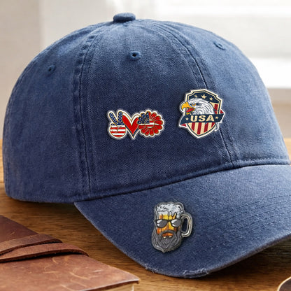 USA Peace Love Freedom – Bold Patriotic Lapel Accessory for Jackets, Hats & Bags