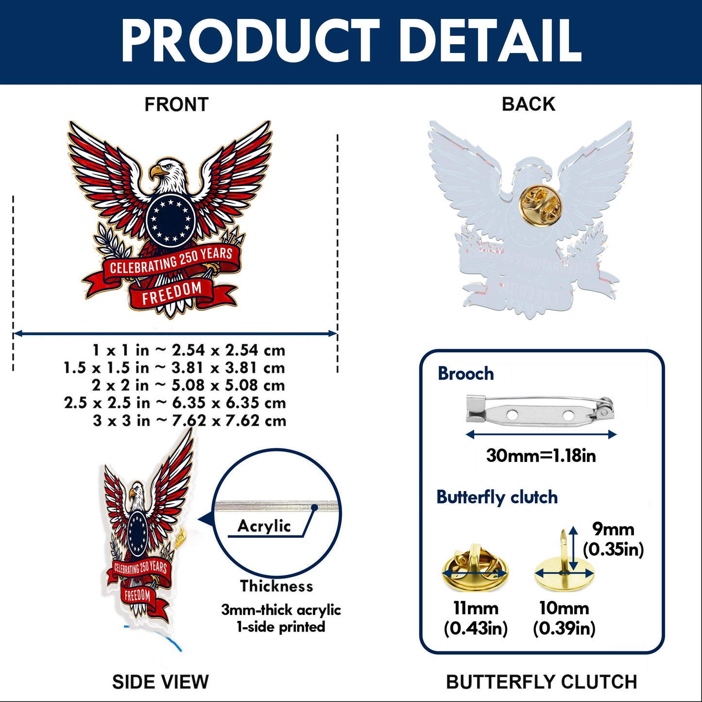 🔥 LIMITED TIME OFFER - America 250 Patriotic Lapel Pin Collection – Bold Patriotic Lapel Accessory for Jackets, Hats & Bags