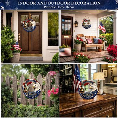 Personalized Patriotic Eagle Feather Door Wreath – USA 250th Anniversary (1776–2026)