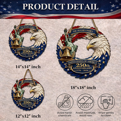 Personalized Patriotic Eagle Feather Door Wreath – USA 250th Anniversary (1776–2026)