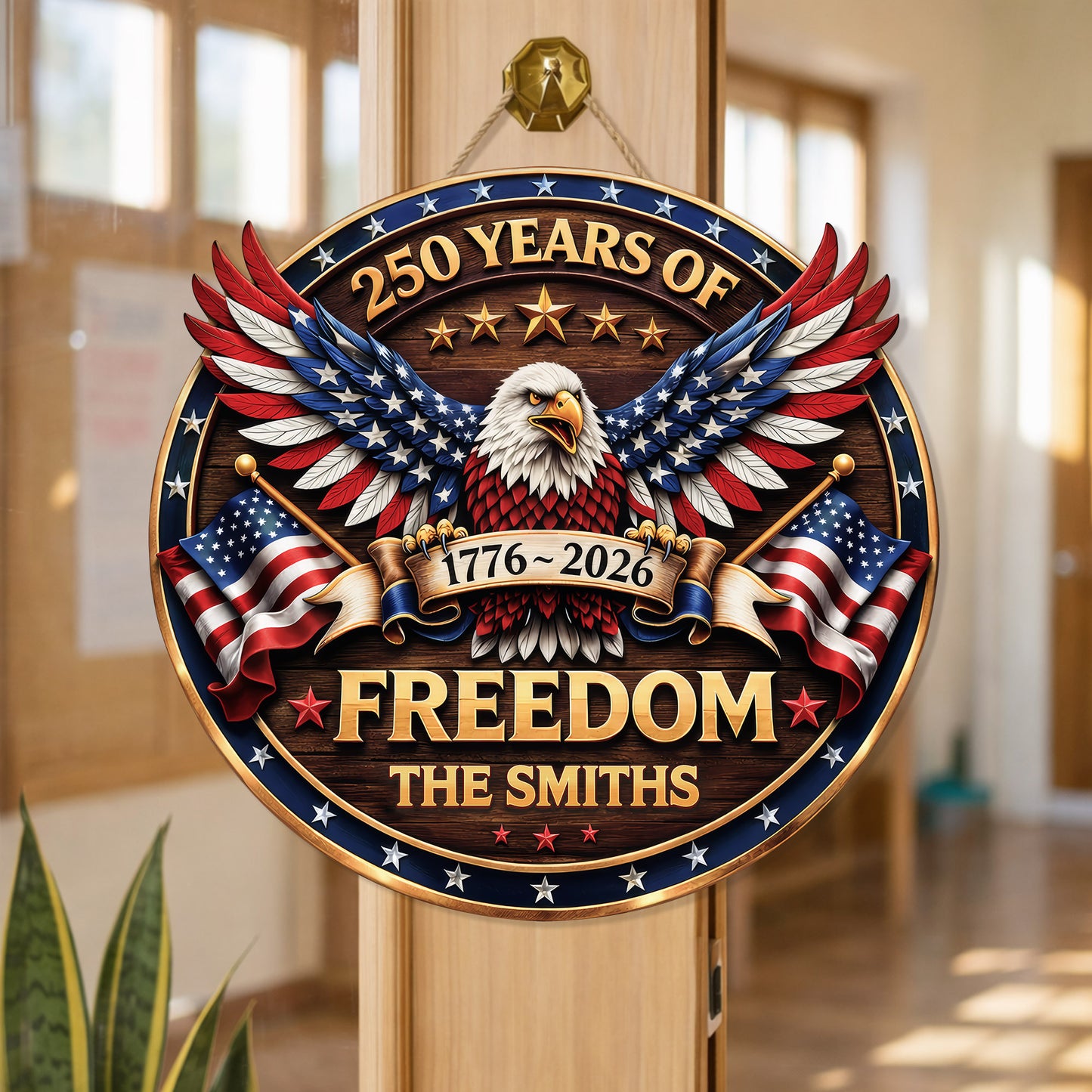 Personalized 250 Years of Freedom Eagle Door Hanger - Perfect Gift for Celebration