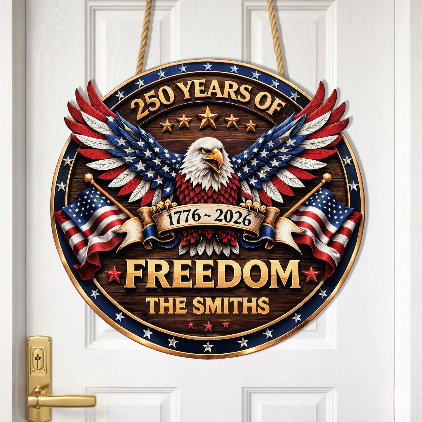 Personalized 250 Years of Freedom Eagle Door Hanger - Perfect Gift for Celebration