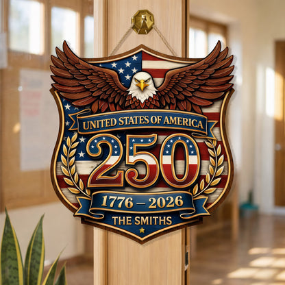 Personalized 250th Anniversary United States of America Door Hanger - Great Gift for Celebrations
