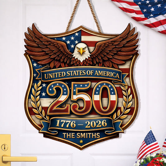 Personalized 250th Anniversary United States of America Door Hanger - Great Gift for Celebrations