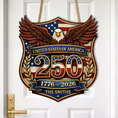 Personalized 250th Anniversary United States of America Door Hanger - Great Gift for Celebrations
