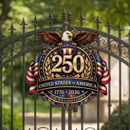 Personalized USA 250 Door Hanger – Eagle Crest Family Name (1776–2026)