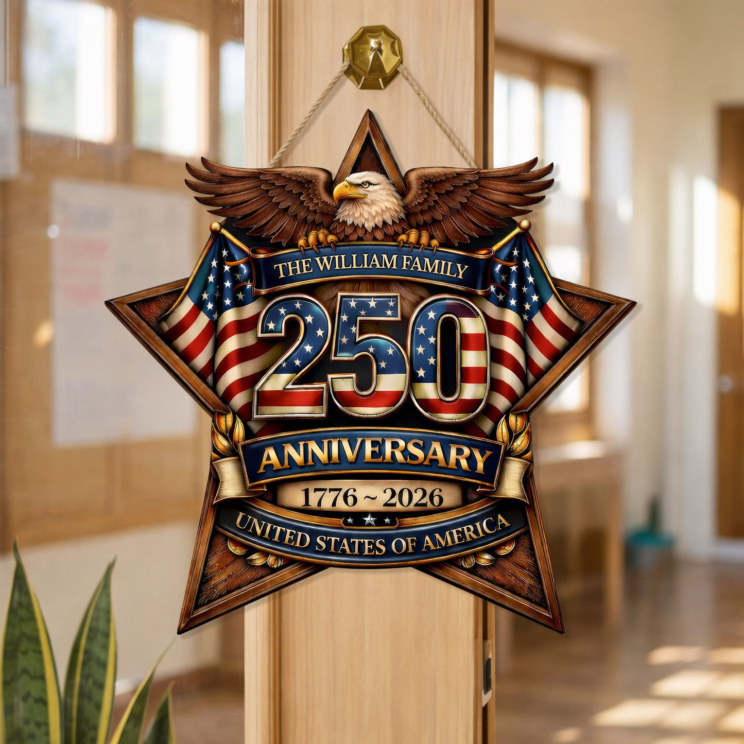 Personalized 250th Anniversary American Eagle Door Hanger - Ideal Celebration Gift