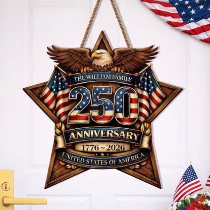 Personalized 250th Anniversary American Eagle Door Hanger - Ideal Celebration Gift