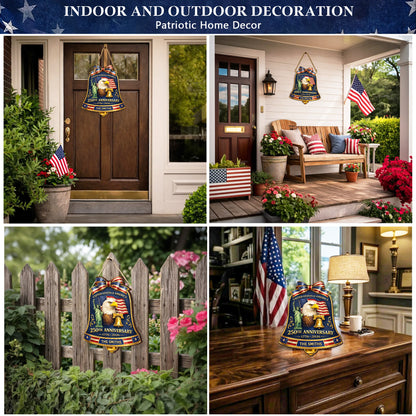 Personalized USA 250th Anniversary Bell Door Hanger – Custom Family Name (1776–2026)
