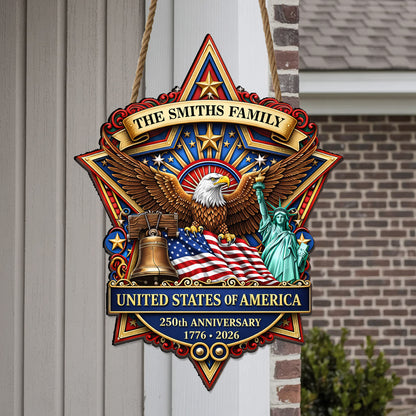 Personalized United States Eagle Badge Family Sign 1776 - 2026
