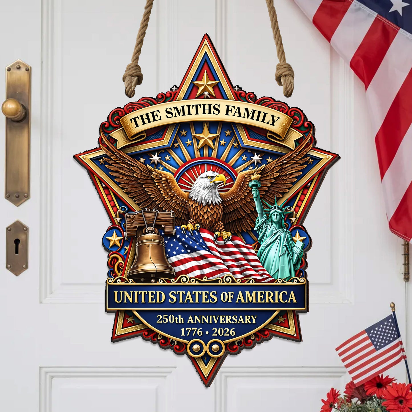 Personalized United States Eagle Badge Family Sign 1776 - 2026