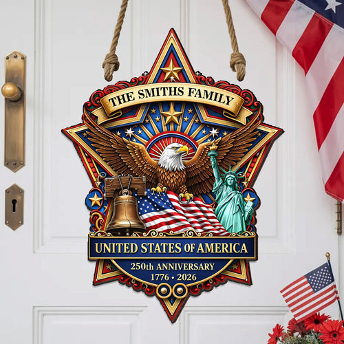 Personalized United States Eagle Badge Family Sign 1776 - 2026