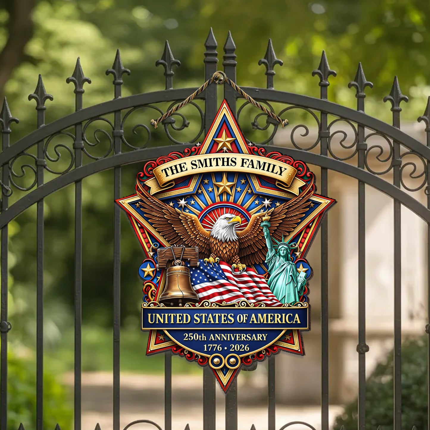 Personalized United States Eagle Badge Family Sign 1776 - 2026