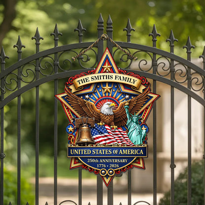 Personalized United States Eagle Badge Family Sign 1776 - 2026