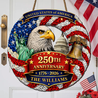 Custom Wood Sign - Personalized America 250th Anniversary Gifts For Mom, Dad, Brother, Sister, Kid