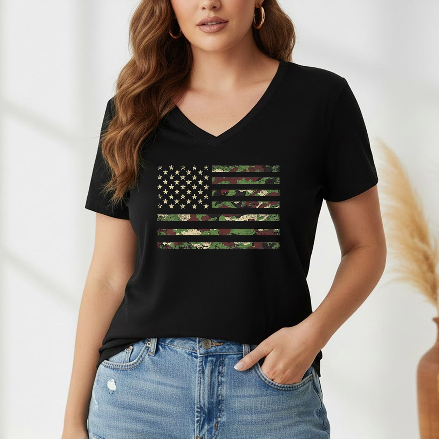 Military Camo Flag – Veteran Legacy – Unisex Tshirt Gildan / Tshirt Comfort / V-neck/ Hoodie / Sweatshirt