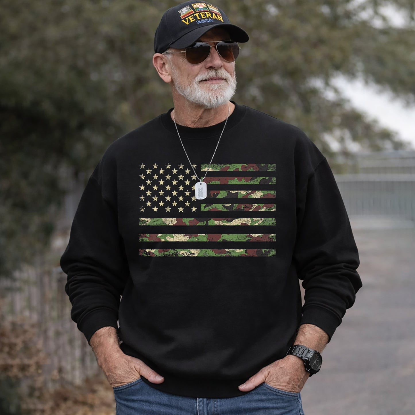 Military Camo Flag – Veteran Legacy – Unisex Tshirt Gildan / Tshirt Comfort / V-neck/ Hoodie / Sweatshirt