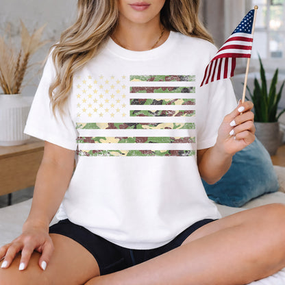 Military Camo Flag – Veteran Legacy – Unisex Tshirt Gildan / Tshirt Comfort / V-neck/ Hoodie / Sweatshirt
