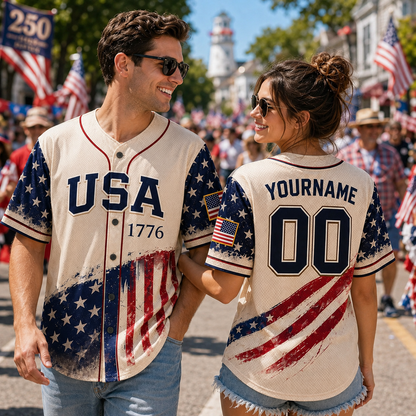 Personalized USA 1776 Baseball Jersey, Custom Name And Number